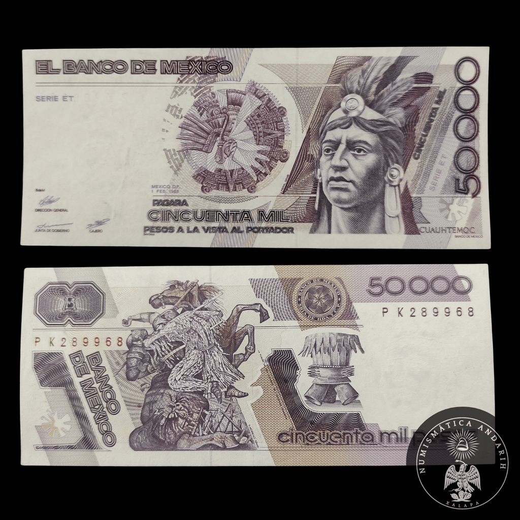 Billete 50000 Cincuenta Mil Pesos Banco de México Cuauhtémoc 1987