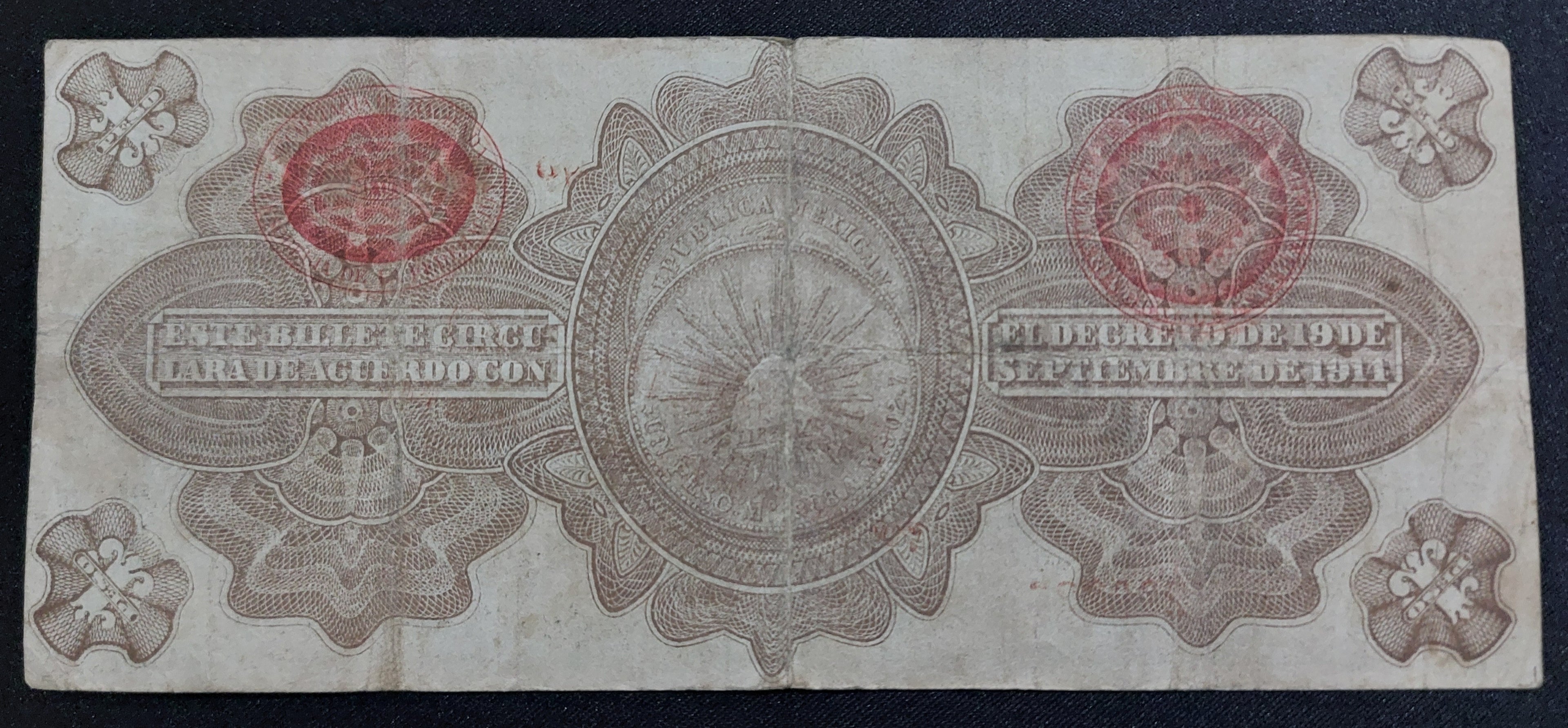 Billete de 1 Peso 1914 - Gobierno Provisional de México (Revalidado)