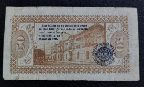Billete de 50 Centavos - Estado de México (Toluca)